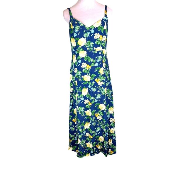 Old Navy S Baby Doll Beachy Hippie Tropical Boho Maxi Smocked Back Slip Dress - Picture 1 of 12